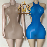 New Trendy Manufacturer Lady Dress Fashion Shiny Mesh See Through Mini Dress Sexy Club Hollow Out Dresses Women Lady Elegant
