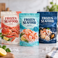 Sachet Doypack Personnalisé pour Fruits de Mer Surgelés, Qualité Alimentaire, avec Fermeture Zip, pour Stockage de Crevettes, Poisson, Saumon, Viande