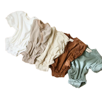Combinaison Bébé Unisexe d'Été en Coton 100% avec Fermeture Éclair, Motif Uni, Fourniture Directe Usine