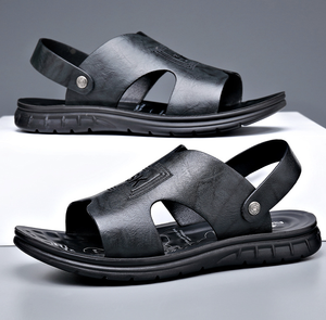 Artı boyutu lüks sandalet erkekler Size50 deri cırt cırt adam sandalet kauçuk ekstra geniş ayakkabı Pantoufles Hommes dökün terlik erkekler - Product Image 5