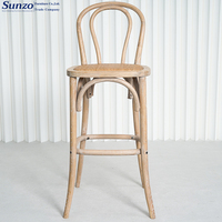 Tabouret de bar en bois courbé avec dossier, chaise Thonet en bois massif pour comptoir de cuisine commercial, bar et café-pub