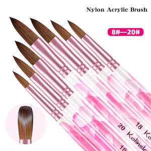 Pinceaux à ongles professionnels avec manche en bois, poils en nylon plissés, pour poudre acrylique, gel UV, peinture et sculpture 3D, pour manucure en salon - Product Image 3