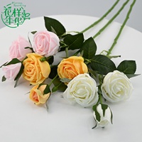Roses artificielles en latex à toucher réel, tige unique, 54 cm, 3 têtes, pour la décoration de la maison, de l'hôtel, les arrangements floraux, les accessoires de photographie