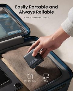 Anker 140W <span class=keywords><strong>USB</strong></span> <span class=keywords><strong>C</strong></span> Cargador para computadora portátil 4 puertos Multidispositivo Carga rápida Adaptador de corriente GaN avanzado Controles táctiles intuitivos compatibles - Product Image 4