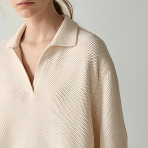 Maglione POLO da <span class=keywords><strong>donna</strong></span> in puro Cashmere lavorato a nido d'ape a maniche corte Casual a collo alto per l'inverno e l'estate - Product Image 5