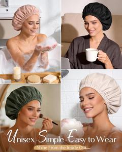 <span class=keywords><strong>Bonnet</strong></span> <span class=keywords><strong>de</strong></span> douche doublé en satin <span class=keywords><strong>pour</strong></span> femmes, réutilisable, imperméable, grand <span class=keywords><strong>bonnet</strong></span> <span class=keywords><strong>de</strong></span> <span class=keywords><strong>bain</strong></span> avec bande élastique douce, bonnets <span class=keywords><strong>de</strong></span> protection capillaire <span class=keywords><strong>de</strong></span> luxe (rose) - Product Image 6