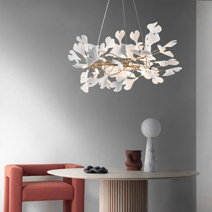 Candelabro LED de porcelana nórdica de pétalos modernos, iluminación de belleza, oficina de ventas, comedor, lámpara colgante, lámpara de techo - Product Image 3
