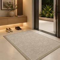 Tapis moderne à motifs floraux subtils, beige avoine, avec bordure, grand tapis nordique minimaliste pour entrée et décoration de salon