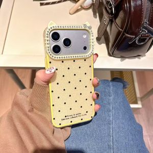 Funda <span class=keywords><strong>para</strong></span> <span class=keywords><strong>iPhone</strong></span> 15 14 13 12 <span class=keywords><strong>11</strong></span> <span class=keywords><strong>Pro</strong></span> con Diseño Creativo de Orejas de Gato, Decoración de Diamantes, Lente de Color Sólido con Puntos Negros - Product Image 4