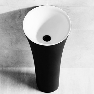 <b>Round</b> Ceramic Pedestal <b>Basin</b> Single Hole One Piece Freestanding Washbasin For Bathroom Household Use - Product Image 3
