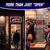 Enseigne LED ouverte 1034 x 534 avec contrôle par application Bluetooth pour affichage en magasin, bar ou bureau