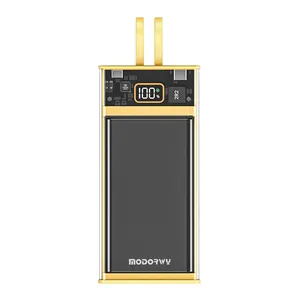MODORWY电源组10000毫安时22.5w便携式透明能源电源组，带电缆电池组快速充电