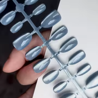 30 faux ongles œil de chat XS/S/M, couvrance totale, forme amande courte, brillants, en verre, à presser, fournisseur