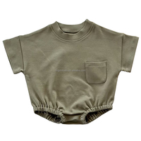Barboteuse en coton pour bébé fille, sweat-shirt à manches courtes avec poche, vêtements de nuit d'été solides pour bébés