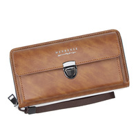 Dompet Panjang Pria Baru Ukuran Besar Multi-Slot Kartu PU Resleting Gesper Retro Tas Ponsel Multi-Fungsi Dompet Clutch Pria