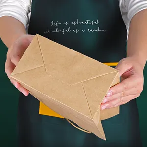 Özel ambalaj çevre dostu renkli özel baskı götürmek gıda Kraft kağıt torba Fast Food ve kahve kağıt torbalar
