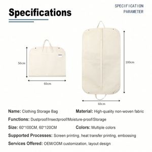 Sacs anti-poussière personnalisés pour sacs à main, housses de protection pour vêtements de luxe avec logo, portables, imperméables, pliables, en tissu non tissé, pour costumes - Product Image 4