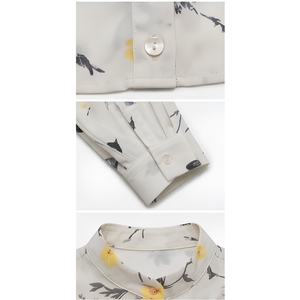 Blusa de Gasa con Estampado Floral para Mujer, con Volantes, Cuello Mao, Manga Larga, Estilo Dulce de Primavera/Verano, con Botones - Product Image 6