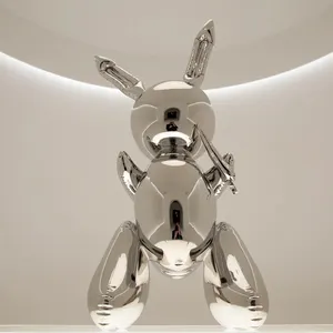 Modern iç sergi dekorasyon paslanmaz çelik hayvan heykel soyut sanat ayna paslanmaz çelik tavşan heykel