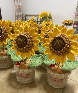 Flores tejidas a <span class=keywords><strong>ganchillo</strong></span> <span class=keywords><strong>de</strong></span> girasol <span class=keywords><strong>de</strong></span> una sola capa al por mayor, girasol tejido hecho a mano con acabado <span class=keywords><strong>de</strong></span> <span class=keywords><strong>ganchillo</strong></span> en maceta - Product Image 5