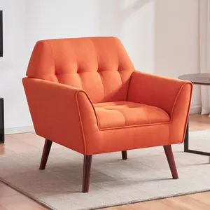 Accent Chairs for Bedroom Midcentury Modern Accent Arm Chair for Living Room Reading Chair Upholstered Single Sofa Orange