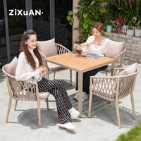 Table et chaises de restaurant de luxe pour patio d'hôtel, mobilier de jardin moderne en rotin, fauteuil nordique en aluminium imperméable pour piscine