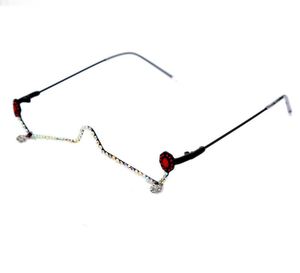 Vente en gros de montures de lunettes de luxe pour femmes, à la mode, avec strass, demi-montures métalliques, lunettes œil de chat avec diamants - Product Image 4