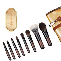 Mini Kit de Pinceaux de Maquillage Portable 8 Poils Synthétiques Momei – Pinceaux Nez, Ombre et Lèvres avec Sac de Voyage et Manche en Bois