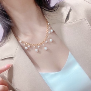 Wenchi Zhuji Wholesale Fashionable Design Natural <b>Pearl</b> Tassel <b>Necklace</b> Classic Lace Wrapped K-<b>Gold</b> Craftsmanship Model 21379 - Product Image 4