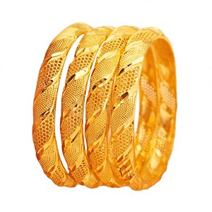 AMULYAM OVERSEAS - Brazaletes de Latón Chapados en Oro de 24K de Lujo Estilo Dubái, Grabado con Totem de Flor Hueca, Estilo Clásico Árabe de Oriente Medio, Nuevo - Product Image 2