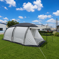 Tente de camping familiale double couche pour 5-6 personnes, en polyester imperméable, avec salon, poteaux en aluminium, tente de glamping extérieure