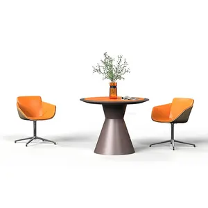 Роскошная современная офисная мебель, круглый маленький овальный стол и стулья для конференц-зала