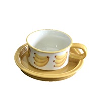 Ensemble tasse et soucoupe en céramique minimaliste sous glaçure, motif fruits, pour latte art, portable, pour le thé de l'après-midi et le petit-déjeuner