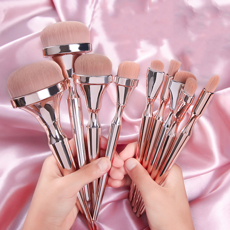 Professional 11Pcs Pink Black Makeup Brushes Set Cosmetic Single Blush Tools Custom Logo Makeup Brush Kits