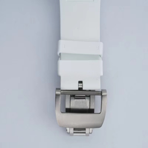 Fashion Men's Sports Skeleton Mechanical <b>Watch</b> Carbon Fiber Tonneau <b>Case</b> Open Dial White Rubber Band Luxury Wristwatch - Product Image 5