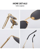 QSKY Vente chaude Lunettes de soleil tendance classiques ovales en métal personnalisées rétro design UV400 tendance extérieure style steampunk avec branches à ressort