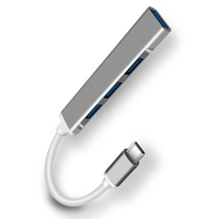 Hub Tipo C de 4 Puertos, Divisor USB-C/Tipo C USB 3.0, Adaptador OTG, Cable de Aleación de Aluminio para Macbook Pro, PC, Accesorios para Laptop