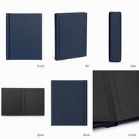 Album photo DIY fait main en lin noir tissé uni, couverture rigide, pages en carton noir double face de 3 mm, album de scrapbooking durable avec poches pour