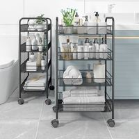 Chariot de cuisine à 3 niveaux en métal pour rangement alimentaire, étagère mobile en fil métallique avec roulettes