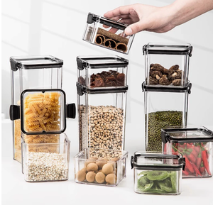 Juego de Recipientes Herméticos Transparentes para Almacenamiento de Alimentos, Tapas Negras, Organizador de Cocina para Granos, Especias, Pasta, Nueces, Refrigerador, Despensa, Sin BPA - Product Image 6