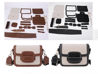 Kit de sacs à bandoulière faits main DIY pour femmes, en cuir PU tressé, avec outils de couture et de point de croix, couleurs contrastées