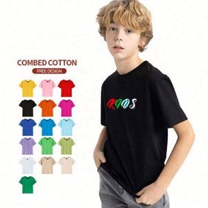 Healthy Fabric 100%Cotton Kids Round Neck T Shirts Soft Comfortable Custom Logo 200G Children's T Shirts for Unisex - Product Image 4