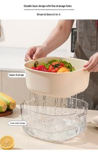 Cestino Scolapiatti Pieghevole a Doppio Strato in PET PP Stile Nordico Sun Xiaomei per Verdura e Frutta, Lavaggio e Conservazione in <span class=keywords><strong>Cucina</strong></span> - Product Image 2