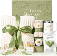 Panier-cadeau exquis en laine rustique pour femmes - Coffret de soins pour le bien-être personnel - Cadeau de Noël, d'anniversaire ou de condoléances
