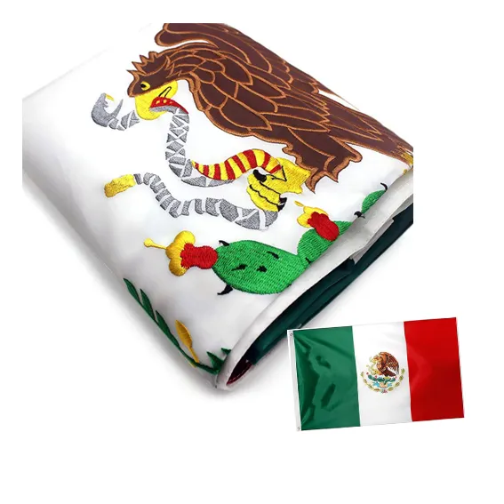 3x5ft Ricamato Cucito Messico Nazionale Paese Bandiera di Poliestere Su Misura Messicano 210D Nylon Bandiera