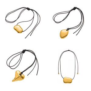 Yeni aşk deri kordon geometrik kolye uzun kolye - Product Image 1