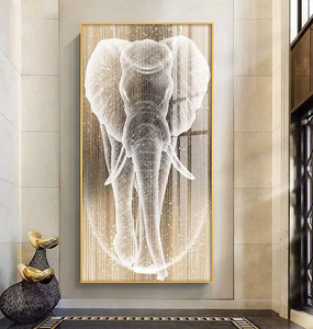 Luxury Wall Decor <b>Large</b> LED Painting Animal Picture Elephant Glass Painting Art Tempered Glass Painting Crystal Porcelain - Product Image 1