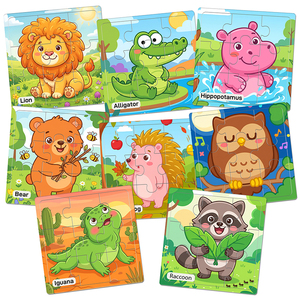 <span class=keywords><strong>Puzzle</strong></span> di Animali in Carta <span class=keywords><strong>da</strong></span> 9 <span class=keywords><strong>Pezzi</strong></span> con Nomi degli Animali, Giocattoli Educativi per Asilo, Casa, Regalo di Compleanno, Confezione Regalo - Product Image 1