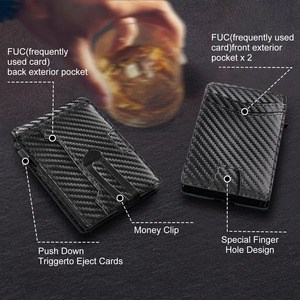 <b>Men's</b> Carbon Fiber <b>Wallet</b> <b>RFID</b> Blocking Automatic Card Holder Business Style Minimalist Design - Product Image 2
