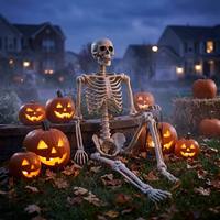 Squelette géant d'Halloween SIPKLR, 7,9 pieds, taille réelle, squelette humain articulé, décoration de jardin extérieure, blanc osseux, accessoire